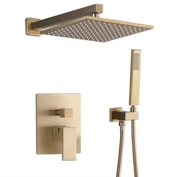 Luxury Brushed Gold Showerhead Set Wall Mounted Thermostatic Shower Complete Set