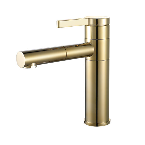 Luxury Design Deck Mounted Brass Faucet Durable Brushed Gold Finish Hot and Cold Water Basin Mixer Tap