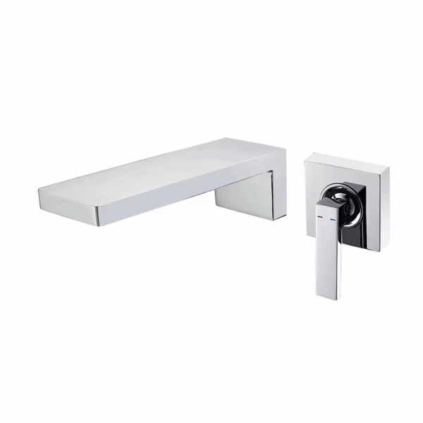 Robinet mitigeur mural de lavabo en laiton massif, finition noir mat, design luxueux