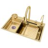 Luxury Gold Stainless Steel Single Bowl Kitchen Sink with Waterfall Faucet Commercial Grade 304 Extra Large Undermount Design Luxury Gold Stainless Steel Single Bowl Kitchen Luxury Gold Stainless Steel Single Bowl Kitchen