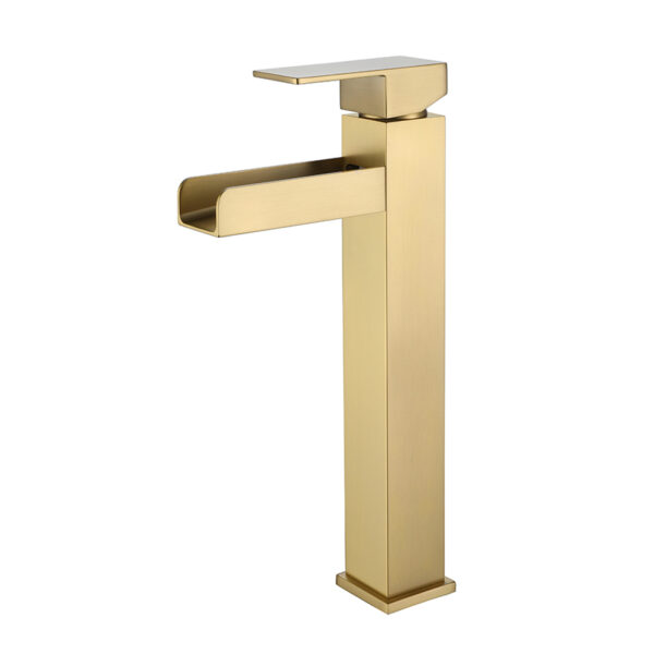Luxury Hotel Design Premium Basin Faucets Solid Brass Long Neck Waterfall Spout Thermostatic Single Hole Mount Ceramic Valve