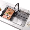Luxury Modern Handmade Sink Kitchen 304 Stainless Steel Kitchen Sinks Countertop Single Bowl Multifunctional Kitchen Sink Luxury Modern Handmade Sink Kitchen 304 Stainless Luxury Modern Handmade Sink Kitchen 304 Stainless