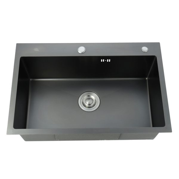 Nano Step Sink Kitchen Multifunctional Kitchen Sinks Dark Grey Single Bowl Waterfall Kitchen Sinks