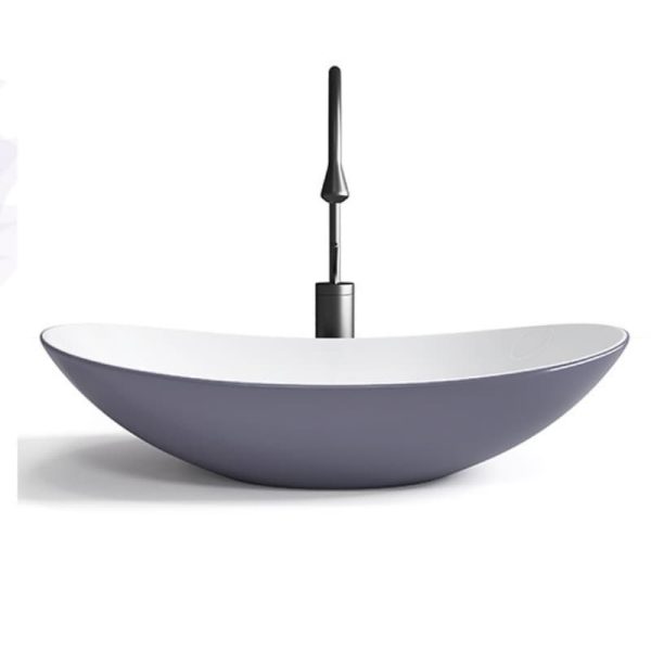 Luxury Modern Style Natural Black Gold Marble Bathroom Sink Handmade Oval Wash Basin for Hotels and Villas