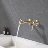 Luxury Wall Mounted Basin Faucet Brushed Gold
