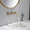 Luxury Wall Mounted Basin Mixer Faucet Brushed