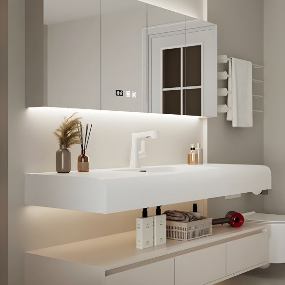 Modern Double Layer Seamless Integrated Ceramic Basin Pure