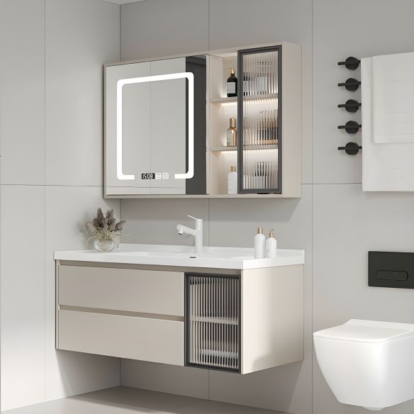 Bathroom Wash Basin Cabinet Wall Mounted Rock Slab Counter Top Bathroom Sink