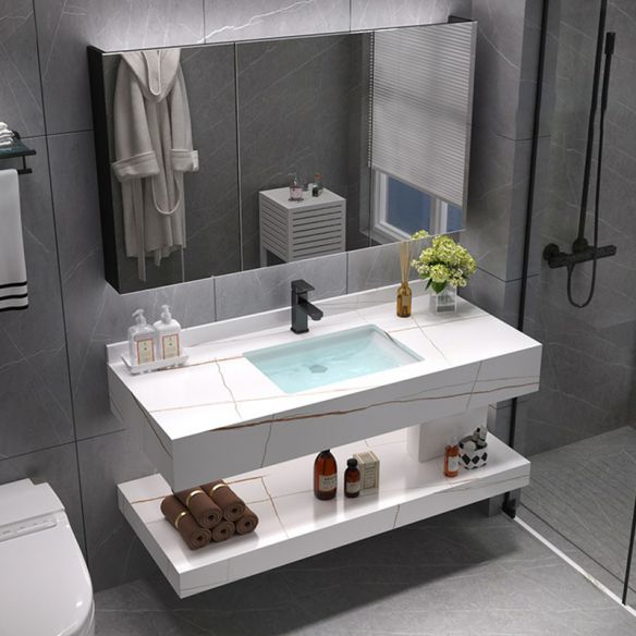 Wash Basin Cabinet Wall Mounted Marble Sintered Stone Bathroom Vanities