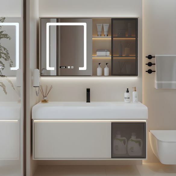 Double Door Space Aluminum Wall Mounted Vanity Mirror Cabinet Bathrooms