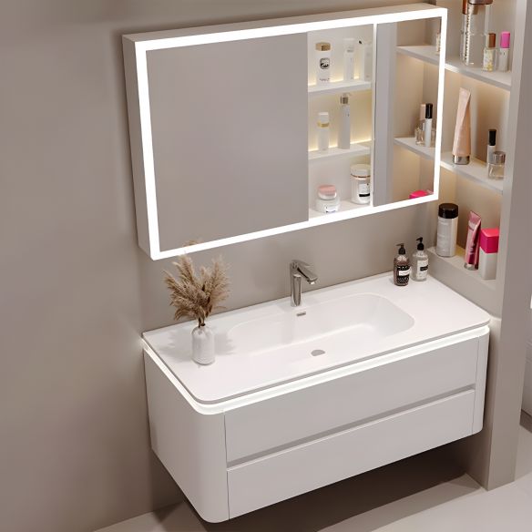 Luxury Modern Marble Top Bathroom Cabinet With Led Mirror
