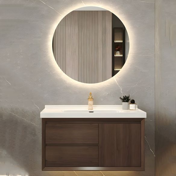 Bath Set Vanity with LED Light Makeup Mirror Wall Hung Vanity