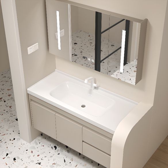 Wall Mounted Bathroom Vanity with Wash Basin Sintered Stone with Mirror