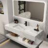 MP BC 10140 High Quality Rock Panel LED Mirror Bathroom Sink Cabinet Hotel Corner Rectangle Mirror