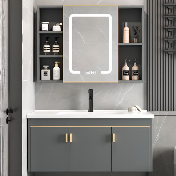 Modern Luxury Golden Edge Handle Waterproof Aluminum Cabinet