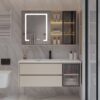 MP BC 1044 Ceramic integrated basin milk oil wind solid wood bathroom cabinet