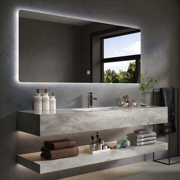 New Design Bathroom Washbasin Cabinet Floating Sintered Stone Marble Countertop Stone Bathroom Cabinets