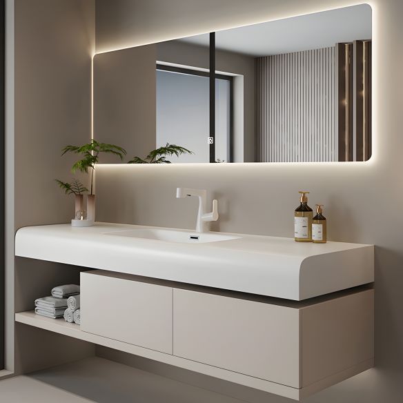 Solid Wood Multi-layer Integrated Basin Combination Bathroom Cabinet
