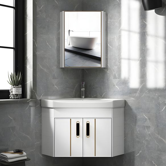 Luxury White Aluminum Waterproof Wall Storage Triangle Corner Cabinet