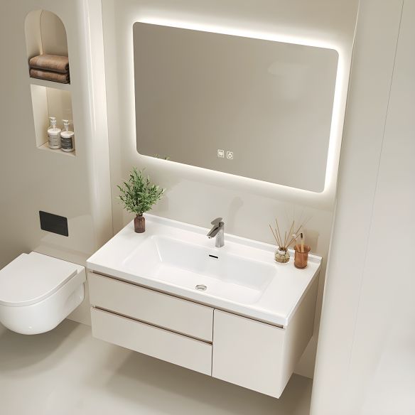 Cheap Bathroom Vanity with Ceramic Basin, Wall Mounted Cabinet