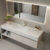 MP BC 1096 Water Resistant House White Marble Sink Bathroom Cabinet