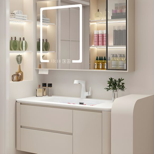 Bathroom Vanity with Wash Basin Sintered Stone with Mirror