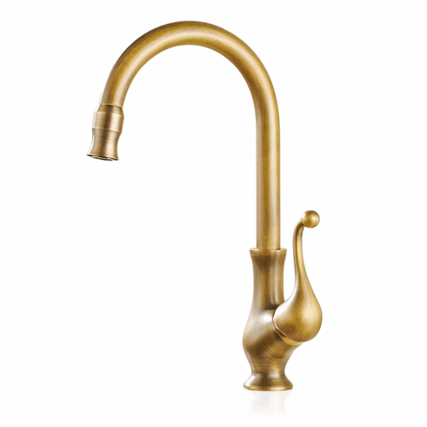 Antique Kitchen Faucet Ornate Curved Brass Kitchen Sink Faucet