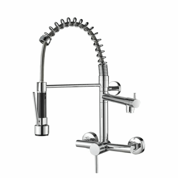 High Quality Chrome Spring Kitchen Sink Faucet with Pull Sprayer