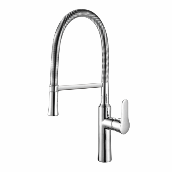 Pull Out Contemporary Deck Mounted High Arc Spring Kitchen Faucet