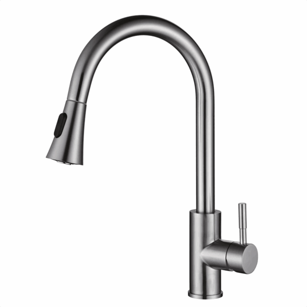 Single Handle High Arc Brushed Nickel Pull Out Kitchen Faucet