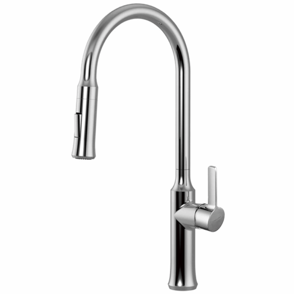 304 stainless steel gold single lever pull out kitchen faucet