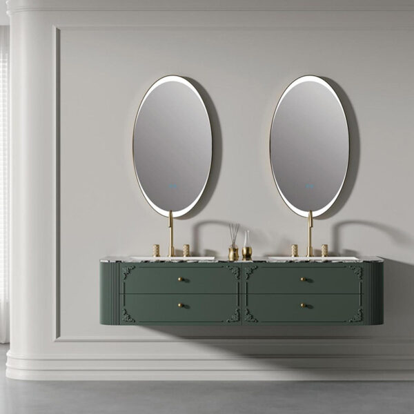 Luxury Custom Hotel Wooden Bathroom Cabinet Double Sink Bathroom Vanity