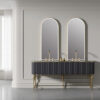 MP RM2602 Luxury Rock Panel LED Mirror Bathroom Sink Cabinet Hotel Mirror Cabinet