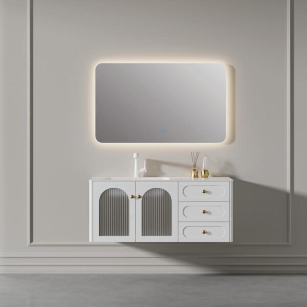Luxury White Oak Wall Mount Floating Plywood Vanity Cabinet