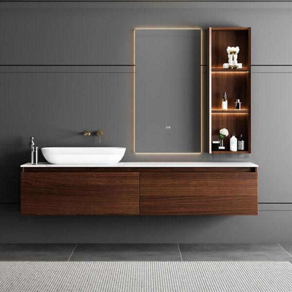 Solid Wood Bathroom Vanity LED Mirror Sink Cabinet