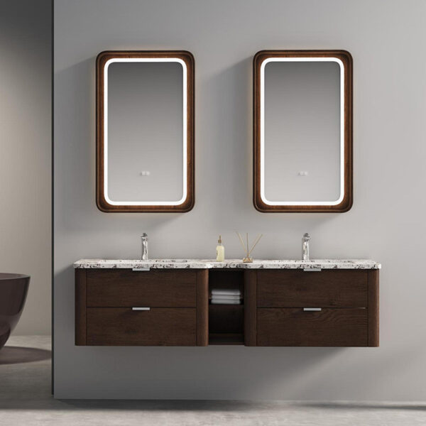 Modern European Wall Mounted Wood Bathroom Vanity Set