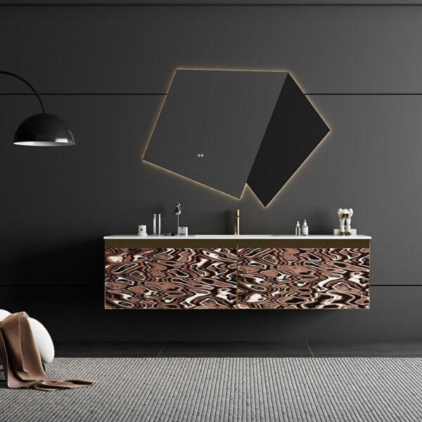 Luxury Wall Hung Sintered Stone Floating Double Sink Bathroom Vanity