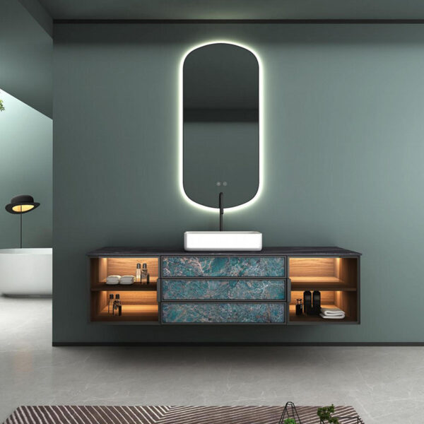 Luxury Marble Top Bathroom Vanity Wall Hung Mirrors