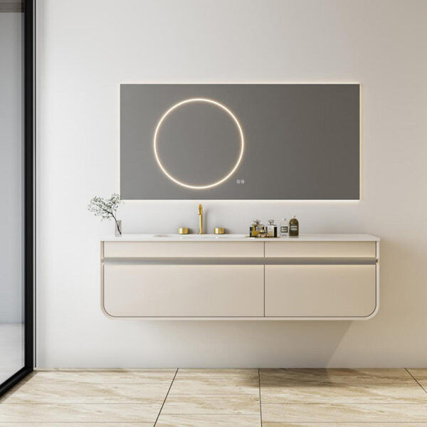 Luxury Wall Mounted Mirror Cabinet Bathroom Ceramic Basin Sink