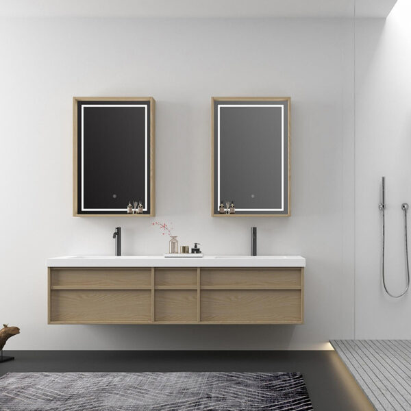 Double Integrated Wash Basin Design Cabinet Bathroom Vanities