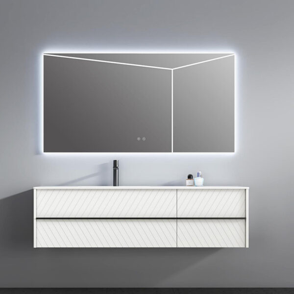Modern Solid Wood Bathroom Furniture Wall Mounted Double Deck Bathroom Cabinet