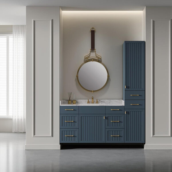 American Light Retro Style Colorful Wall Mounted Bathroom Vanity with Integrated Ceramic Basin