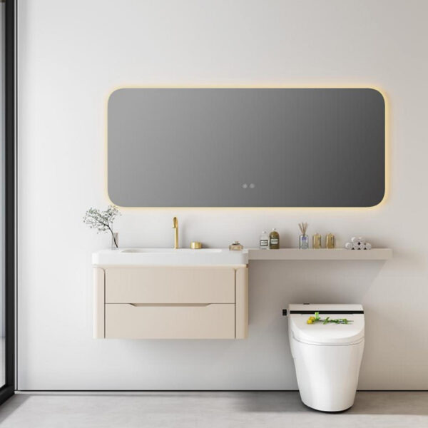 Modern Wall-Mounted Stainless Steel Bathroom Vanity Cabinets