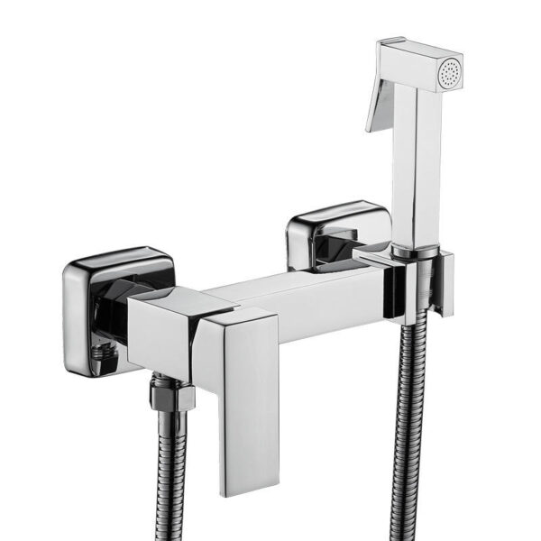 Chrome Bidet Faucet Hot and Cold Water Faucet Handheld Bidet Shower Set