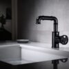 Matte Black Basin Mixer Faucet Single Hole