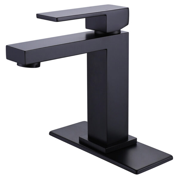 Matte Black Bathroom Basin Sink Faucet Hot Cold Water Single Handle Single Hole Basin Mixer Tap