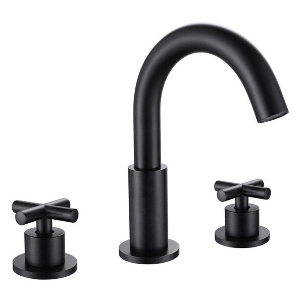 Matte Black Dual Handles Round Body Lavatory Tap Basin Toilet Washroom Bathroom Faucet