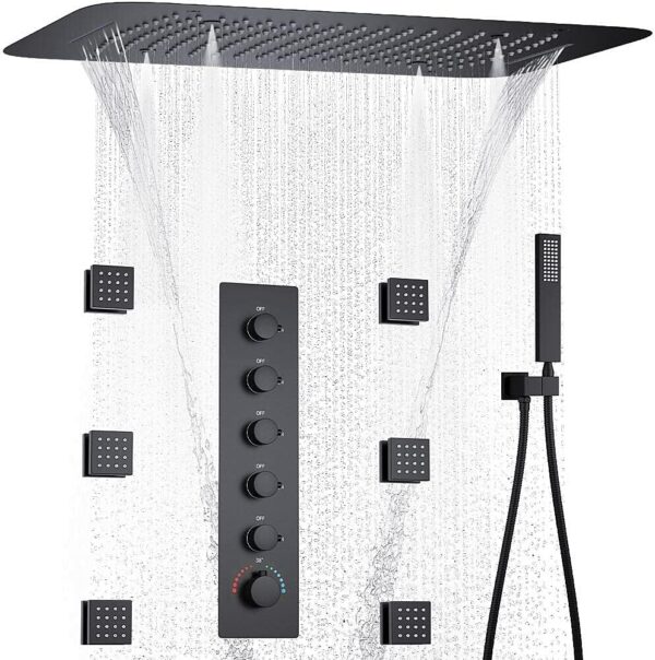 Matte Black Shower System Multifunctional Shower Jets Body System 5 Functions Shower Faucet Set