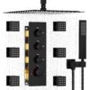 Matte Black Shower System with Thermostat Massage