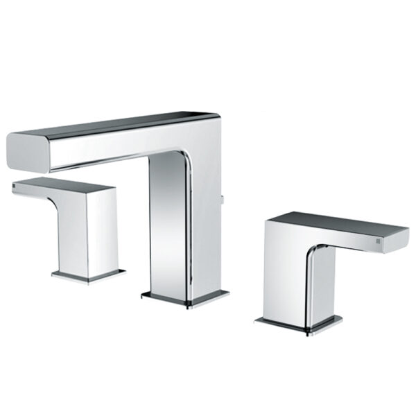 Modern 8'' Widespread Brass Wash Basin Tap Deck Mounted 3-Hole Double Handle Hot & Cold Basin Faucet Water Tap